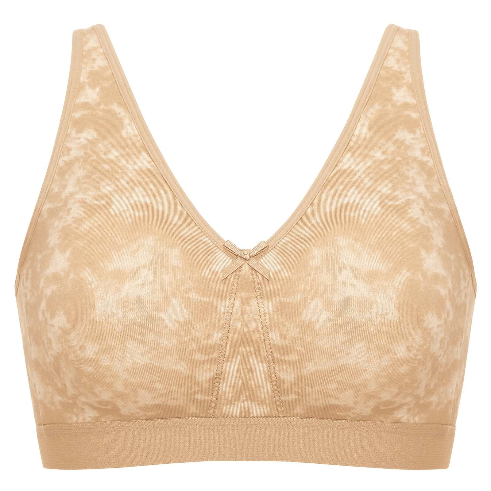 Cotton Front view of black full cup cotton bra with V-neck and small bow detail - MissFine