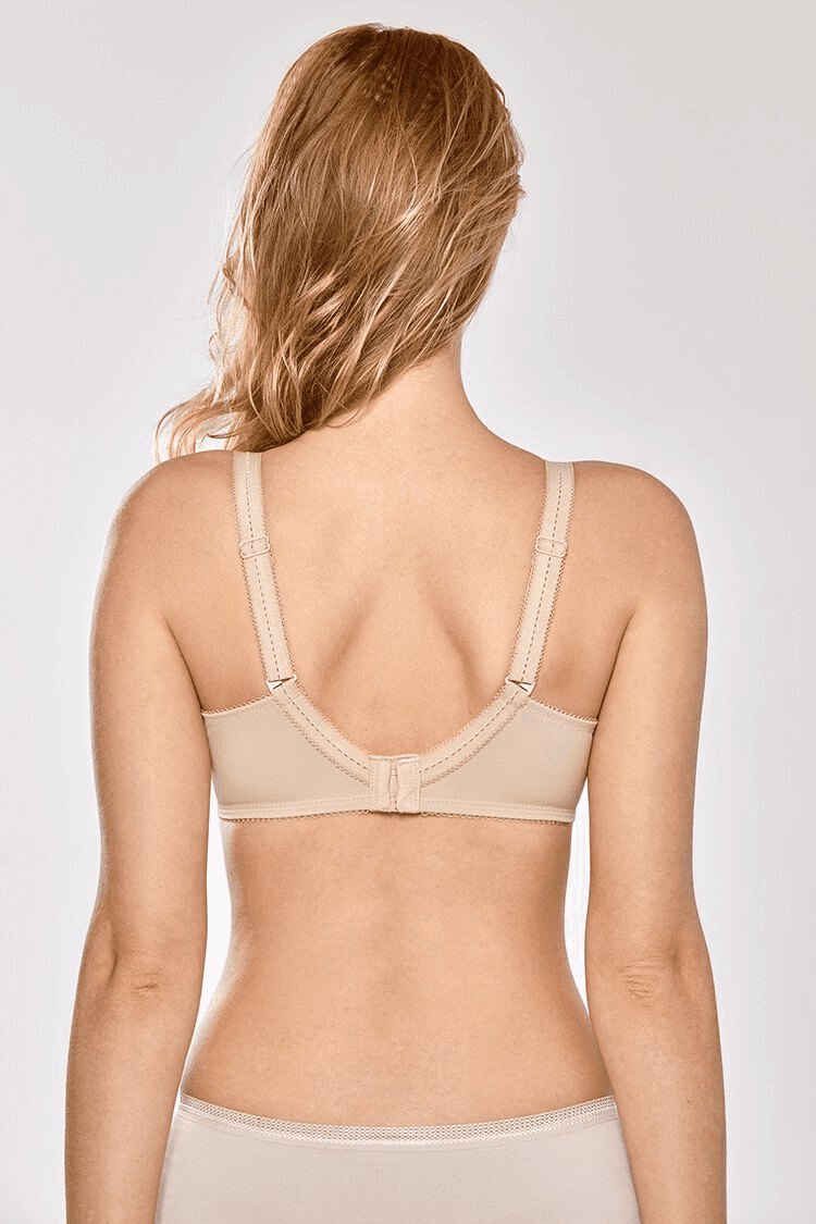 Close-up of lace detailing on unpadded black underwire cup and center gore bow accent - MissFine