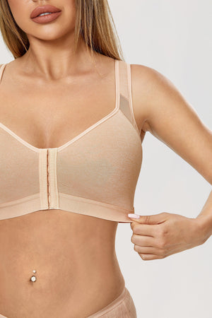 Back view of burgundy racerback bra with wide supportive band and posture panel seams - MissFine