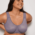 Front view of light purple full cup underwired sports bra with molded cups and wide straps - MissFine