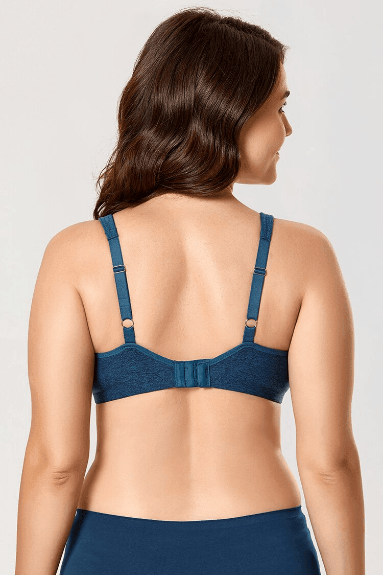 Front view vintage pink moulded full cup bra with smooth heathered fabric - MissFine