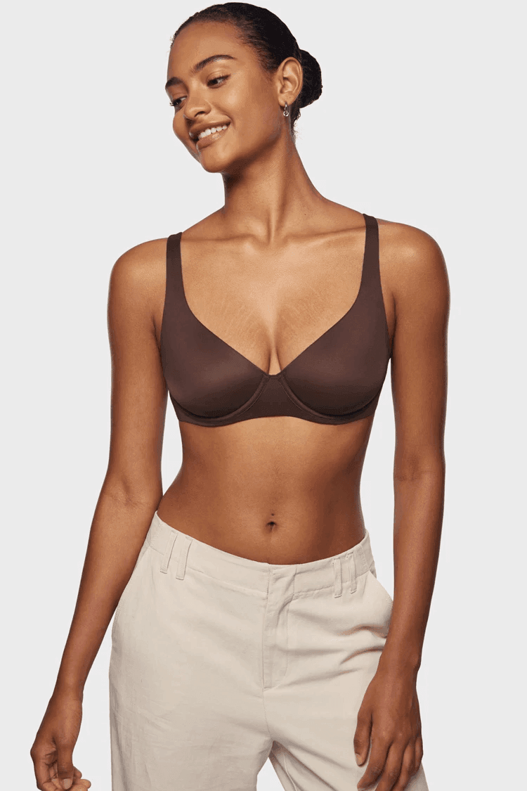 Back view of plus size bra with hook-and-eye back closure and smooth band - MissFine