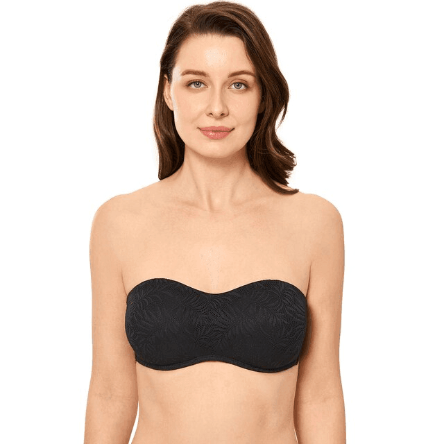 Side angle of dusty rose strapless bra with full coverage cups and smooth minimizer profile - MissFine