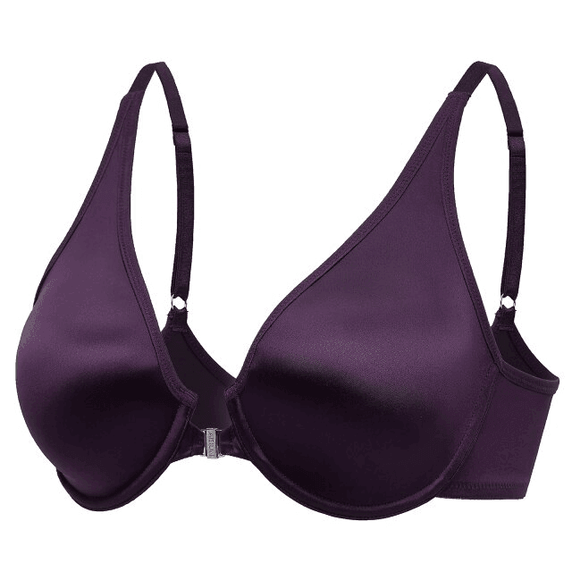 Front view of black plus size front closure bra with molded full coverage cups - MissFine