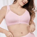 Front view of light pink plus size front closure bra with seamless wireless cups - MissFine