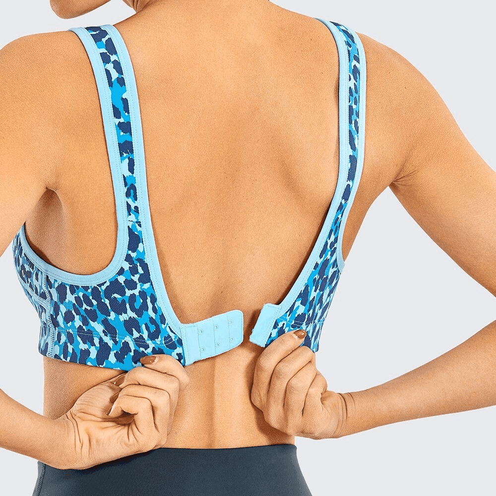 Back view of pull-on plus size bra with wide strap placement for comfort during movement - MissFine