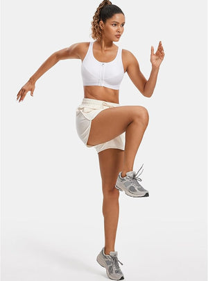 Back view of racerback sports bra showing wide supportive back band and seams - MissFine