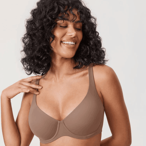 Front view of cappuccino seamless full cup underwire bra with smooth molded cups - MissFine