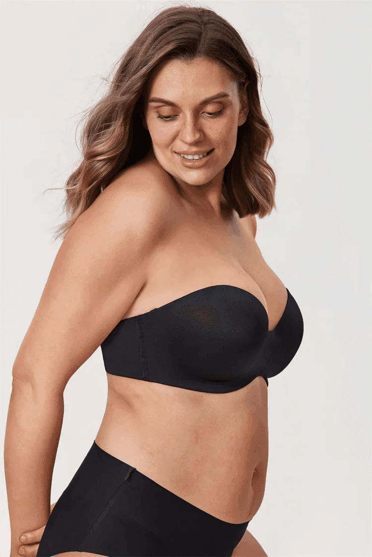 Rear view of strapless style showing wide elastic band and seamless back construction - MissFine