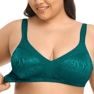 Back view of adjustable straps and hook-and-eye back closure on full coverage bra - MissFine