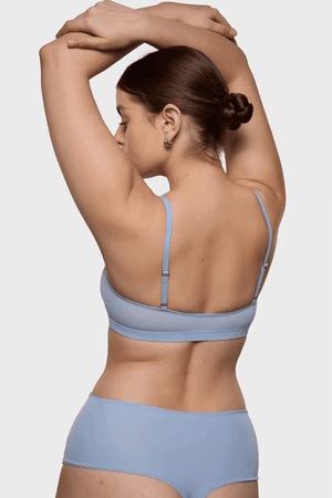 Front view of white seamless wireless bra showing smooth unlined cups - MissFine