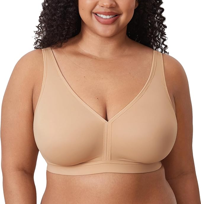 Back view of black plus size bra highlighting wide smoothing band and strap adjusters - MissFine