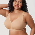 Front view of nude plus size non wired full cup bra with smooth molded cups - MissFine