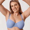 Front view of black plus size underwired T-shirt bra with smooth molded cups - MissFine