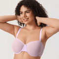 Front view of lilac plus size padded bra with smooth full cups and underwire support - MissFine