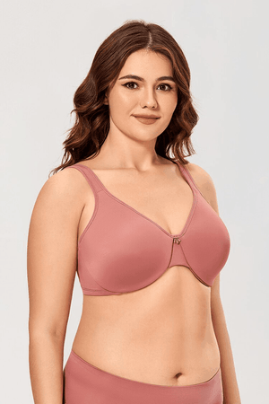 Back view of teal blue plus size bra with wide band and hook-and-eye back closure - MissFine