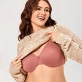 Front view of vintage pink full coverage plus size bra with seamless molded cups and underwire - MissFine