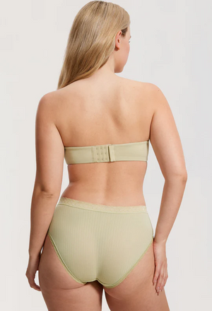 Back view of strapless seamless bra with hook-and-eye back closure and smooth band - MissFine