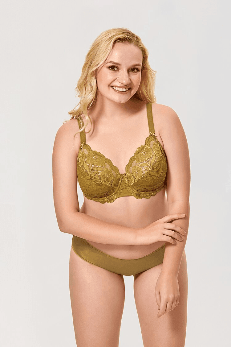 Back view of full coverage bra with wide band, three-hook back closure and sliders - MissFine