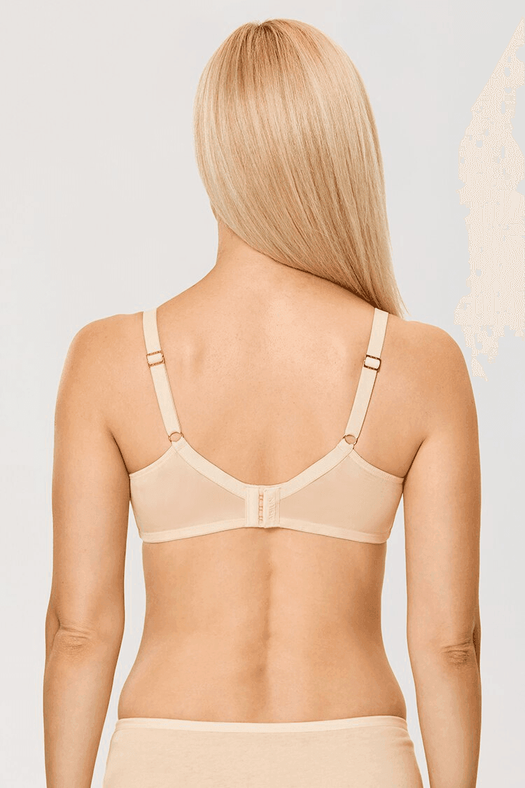 Back view nude bra with hook-and-eye back closure and adjustable shoulder straps - MissFine
