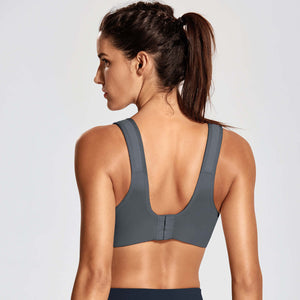 Side angle of gray full coverage underwired sports bra with light padding - MissFine