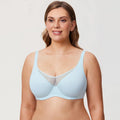 Front view of cream underwired padded bra with smooth full-coverage cups - MissFine