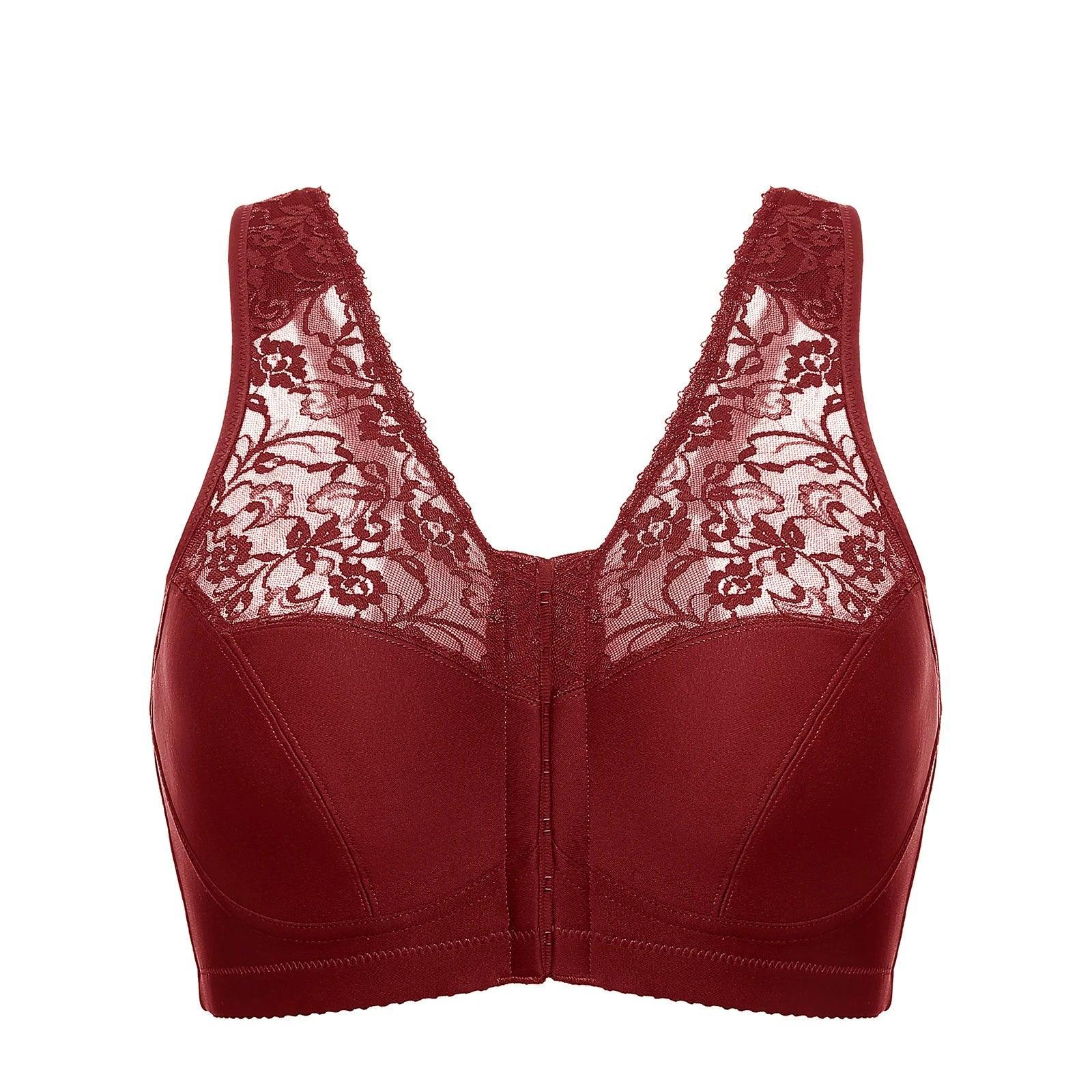 Back view of plus-size bra with adjustable straps and wide support band in black - MissFine