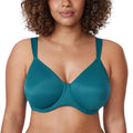 Front view of teal full coverage padded plus size bra with smooth molded cups - MissFine