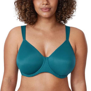 Front view of teal full coverage padded plus size bra with smooth molded cups - MissFine