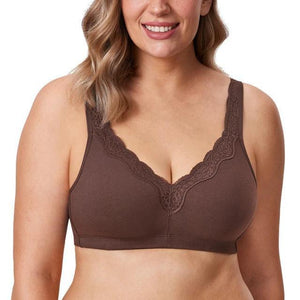 Back view of slate blue full cup bra with adjustable straps and hook-and-eye closure - MissFine