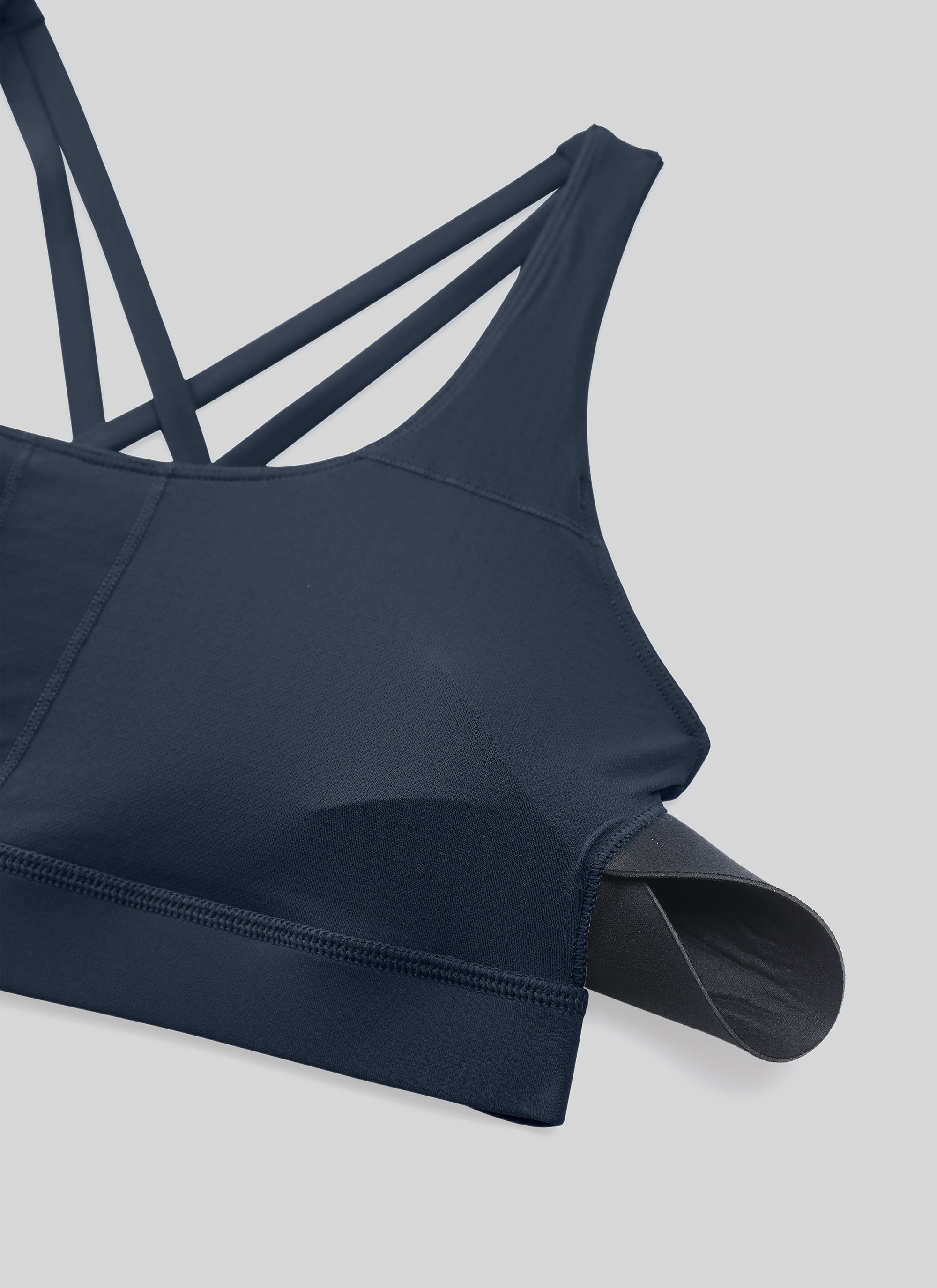 Cross Back Four Strap Bra - Four Strap Design, Cross Back