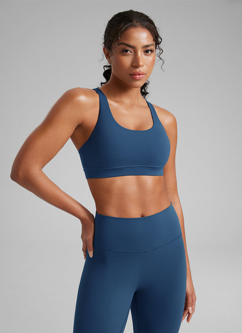Cross Back Four Strap Bra - Four Strap Design, Cross Back