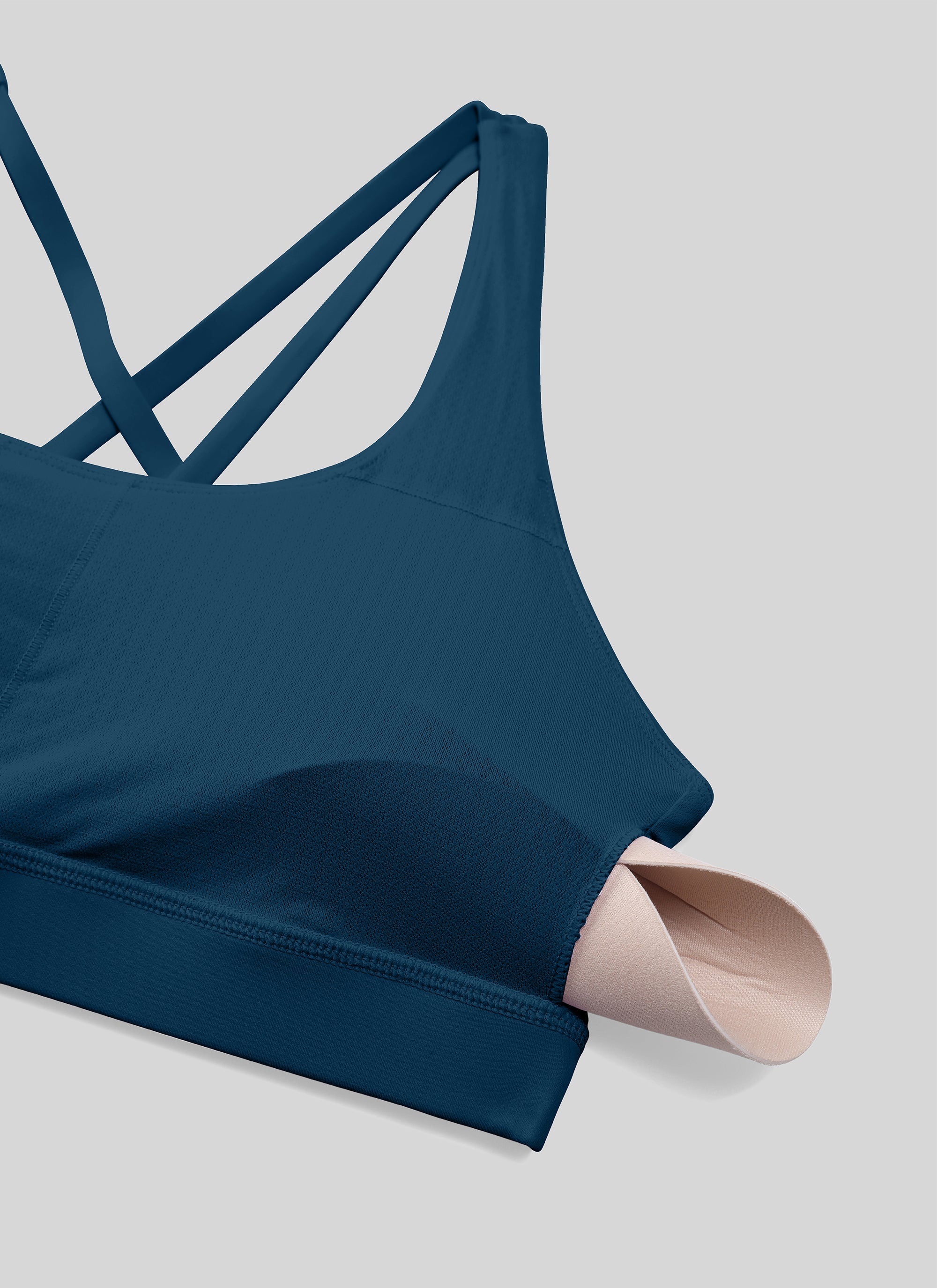 Cross Back Four Strap Bra - Four Strap Design, Cross Back