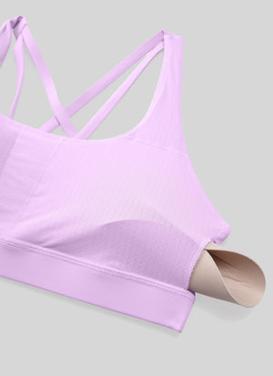 Cross Back Four Strap Bra - Four Strap Design, Cross Back