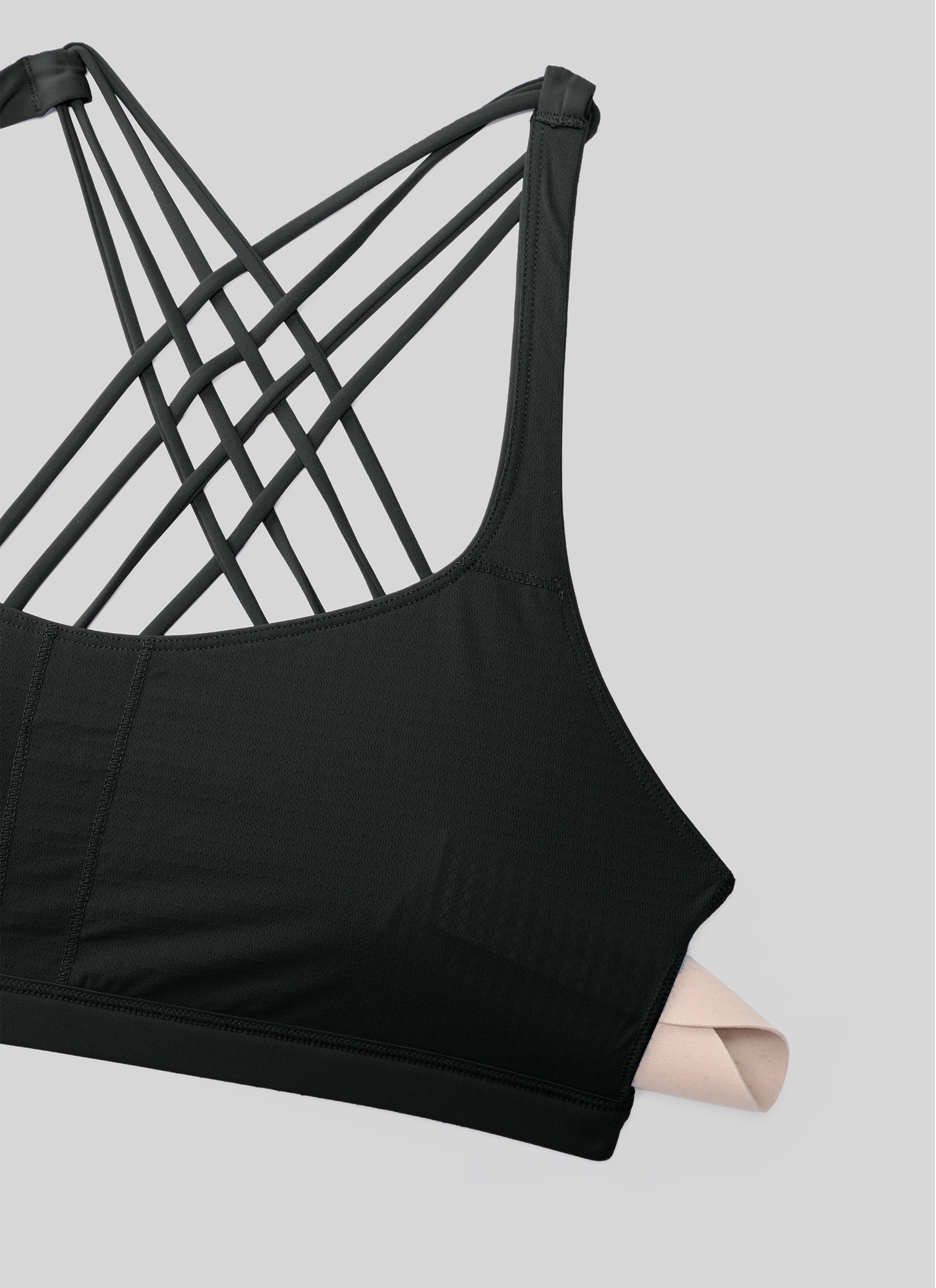 Strappy Low Cut Sports Bra - Eight Straps, Low Neckline