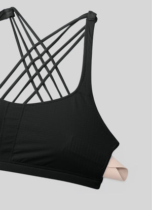 Strappy Low Cut Sports Bra - Eight Straps, Low Neckline