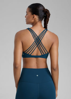 Strappy Low Cut Sports Bra - Eight Straps, Low Neckline - Magenta