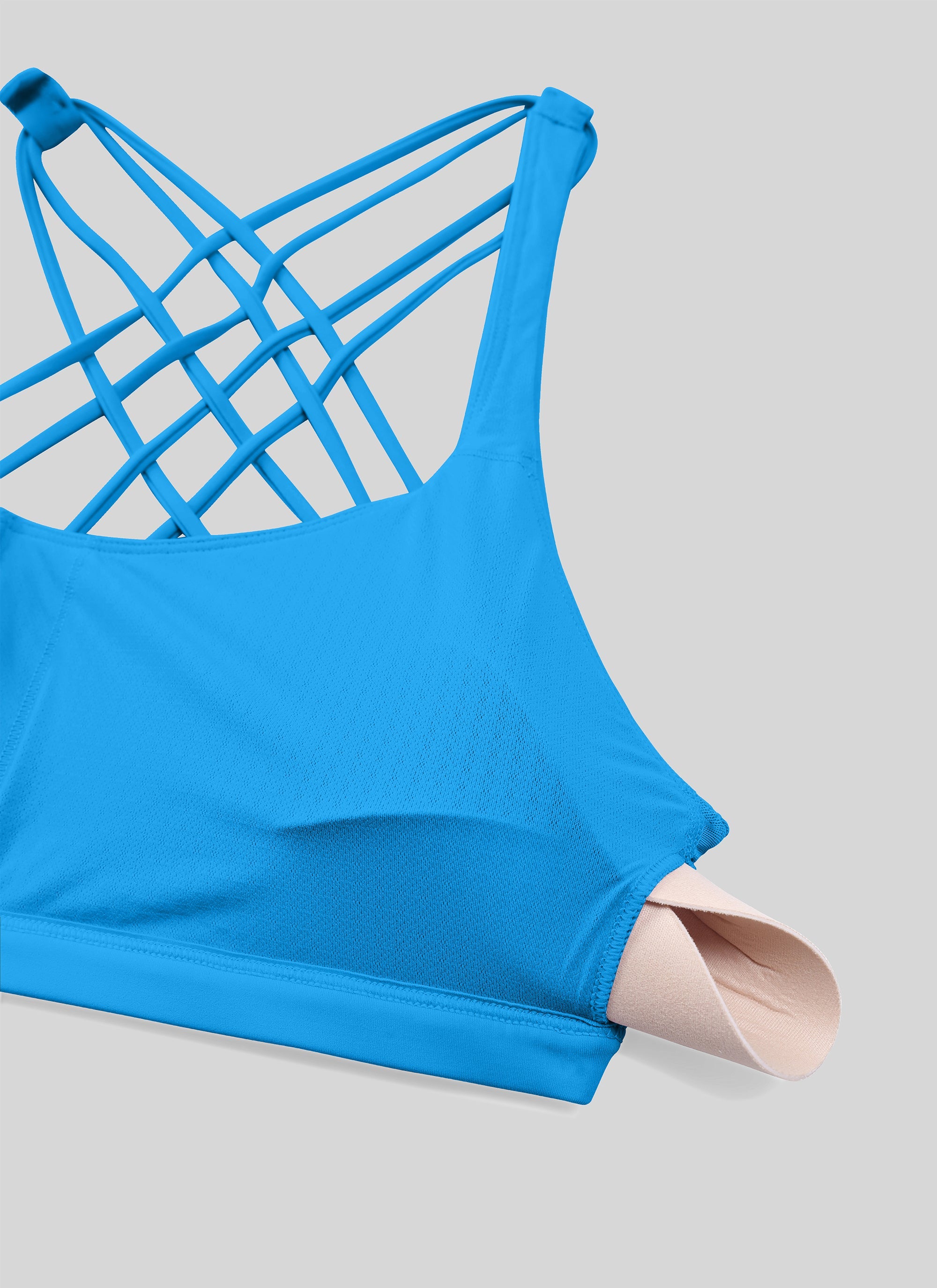 Strappy Low Cut Sports Bra - Eight Straps, Low Neckline