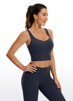 V Neck Bra Tank Top - V Neck, Built-in Support - White