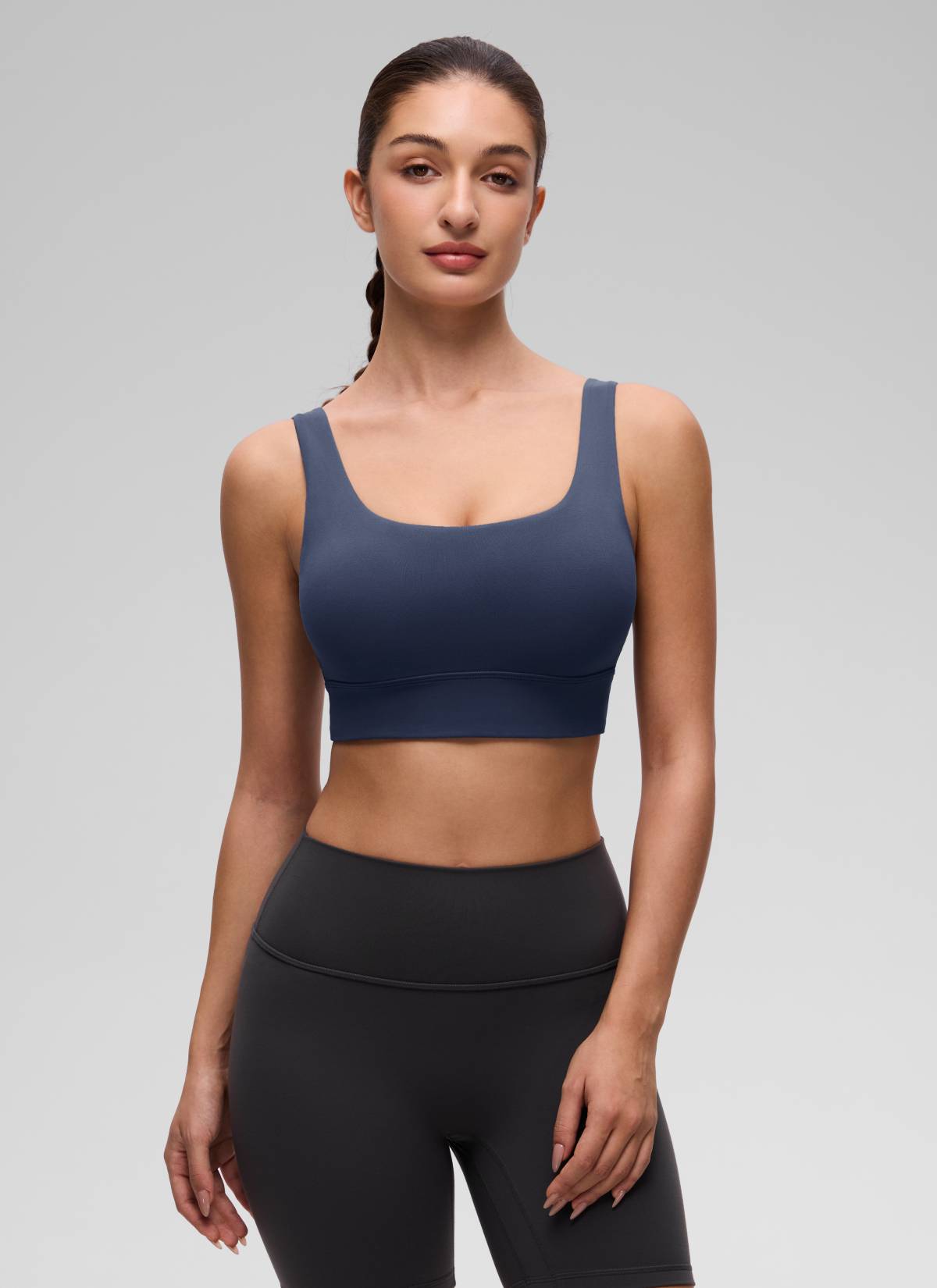 Longline Sports Bra - U Back, Extended Coverage - Plum