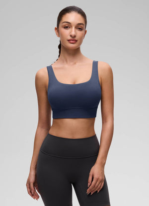 Longline Sports Bra - U Back, Extended Coverage - Plum