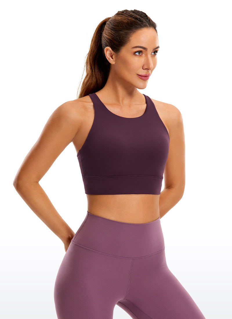 High Neck Sports Bra - Strappy Back, Full Coverage