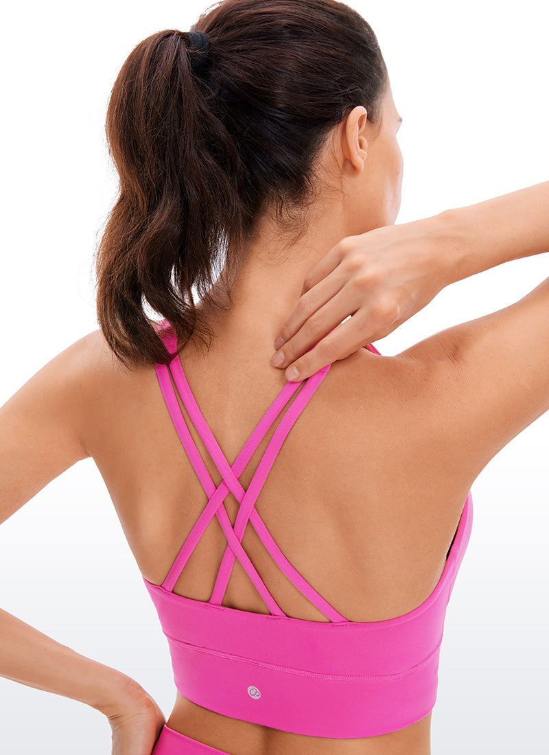High Neck Sports Bra - Strappy Back, Full Coverage