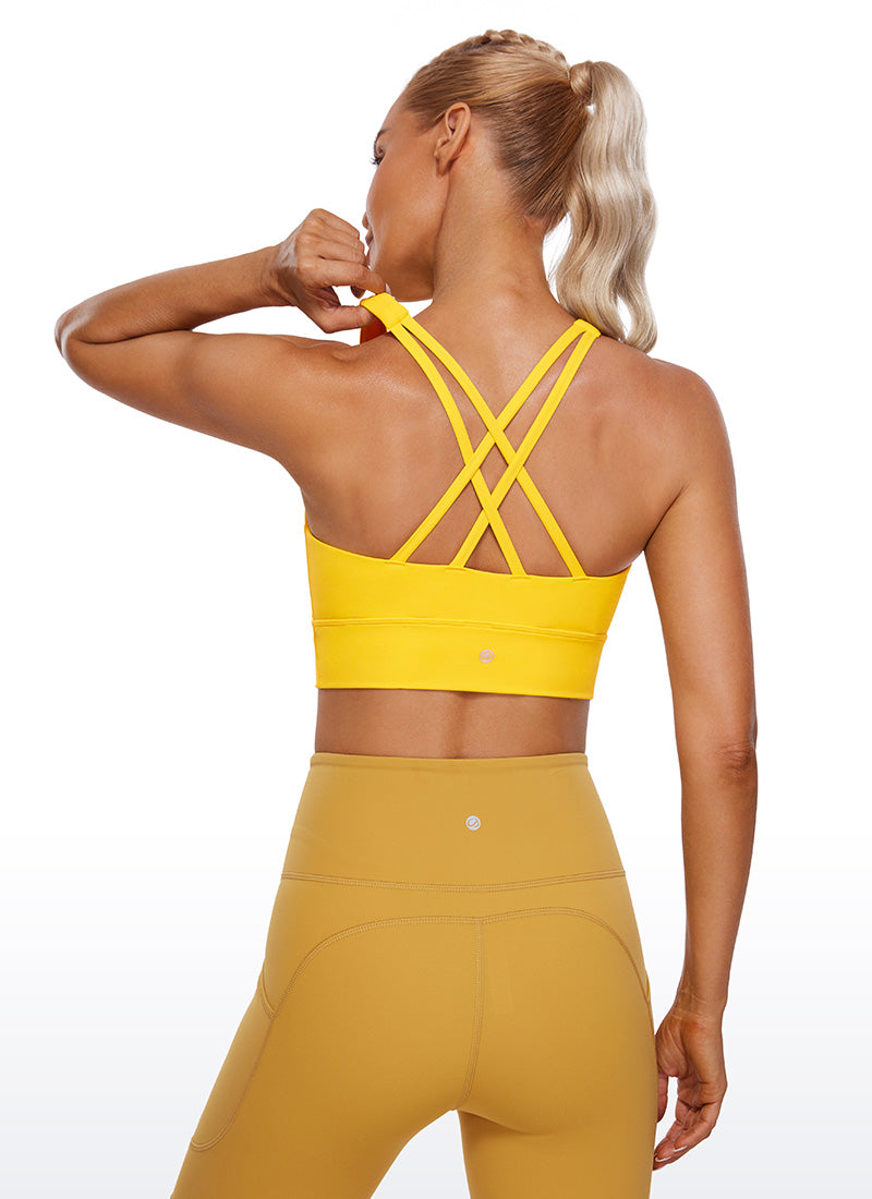 High Neck Sports Bra - Strappy Back, Full Coverage
