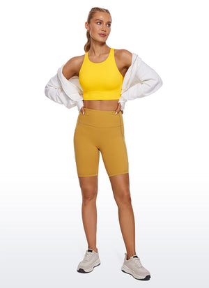 High Neck Sports Bra - Strappy Back, Full Coverage
