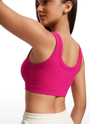 Ribbed Sports Bra - Textured Fabric, U Back