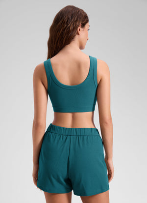 Ribbed Sports Bra - Textured Fabric, U Back