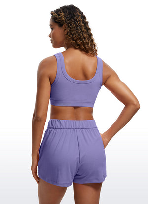 Ribbed Sports Bra - Textured Fabric, U Back