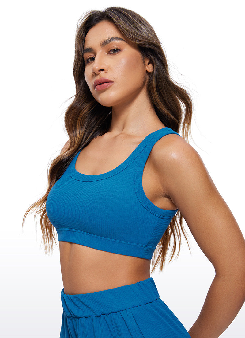 Ribbed Sports Bra - Textured Fabric, U Back