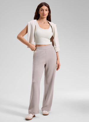 Ribbed Bra Tank Top - Ribbed Texture, U Neck